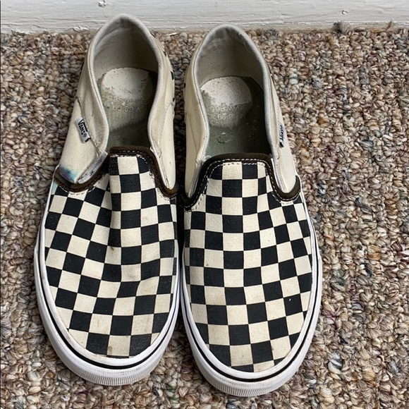 womens vans checkerboard slip on